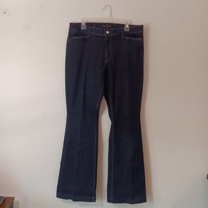 White House Black Market WHBM The Skinny Flare Jeans Size 14 Dark Blue M…